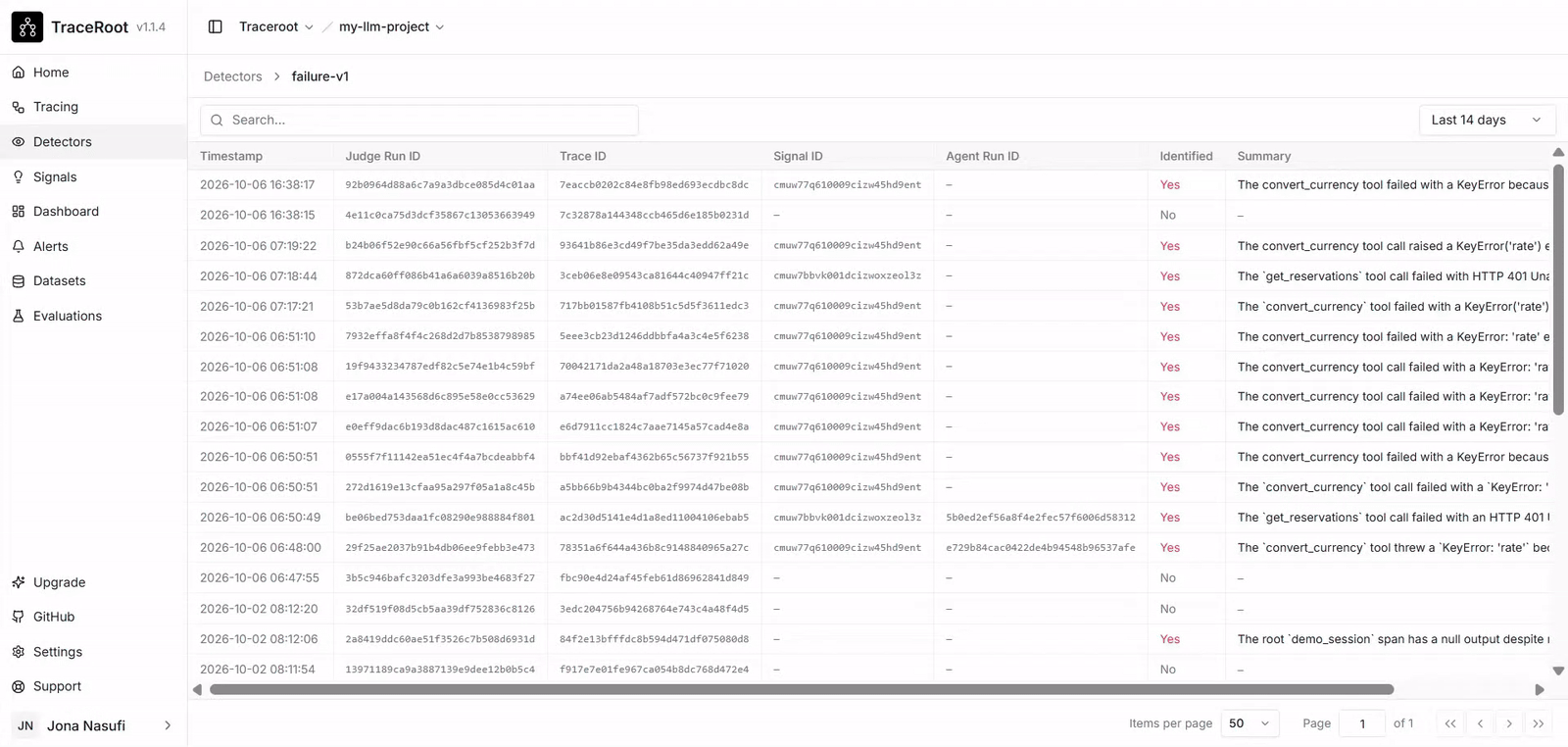 Opening an existing finding and viewing its Signal.
